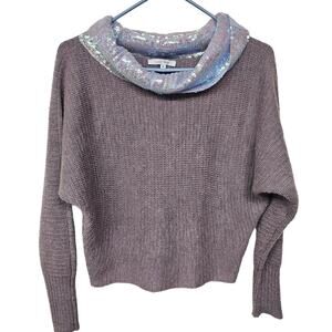 Love Tree Sequin Cowl Neck Cropped Sweater Mauve Women's Medium Preppy Swiftie